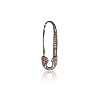 safety-pin-diamond-earring-18-karat-oxidized gold-Sophie-by-Sophie-silver