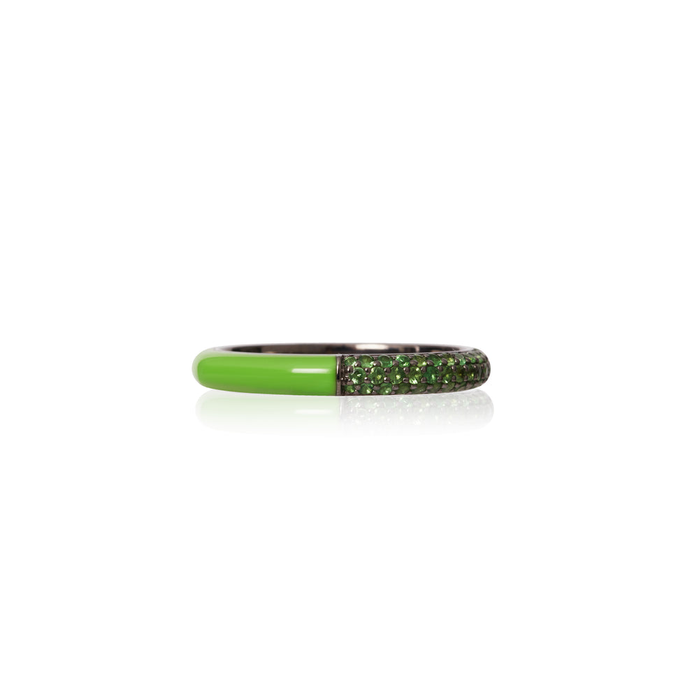 18k Enamel Tsavorite Ring