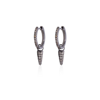 Pendant-Arrow-Oxidized gold-18K-Diamonds-Hoops-Earrings