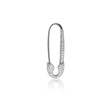 safety-pin-diamond-earring-18-karat-white gold-Sophie-by-Sophie-silver