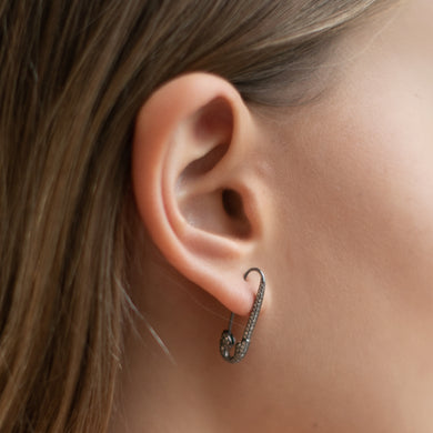 Diamond Safety Pin Earring