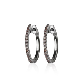 Diamond-Hoops-Earrings-18k-Oxidized-Gold-15mm-Brown-Diamonds