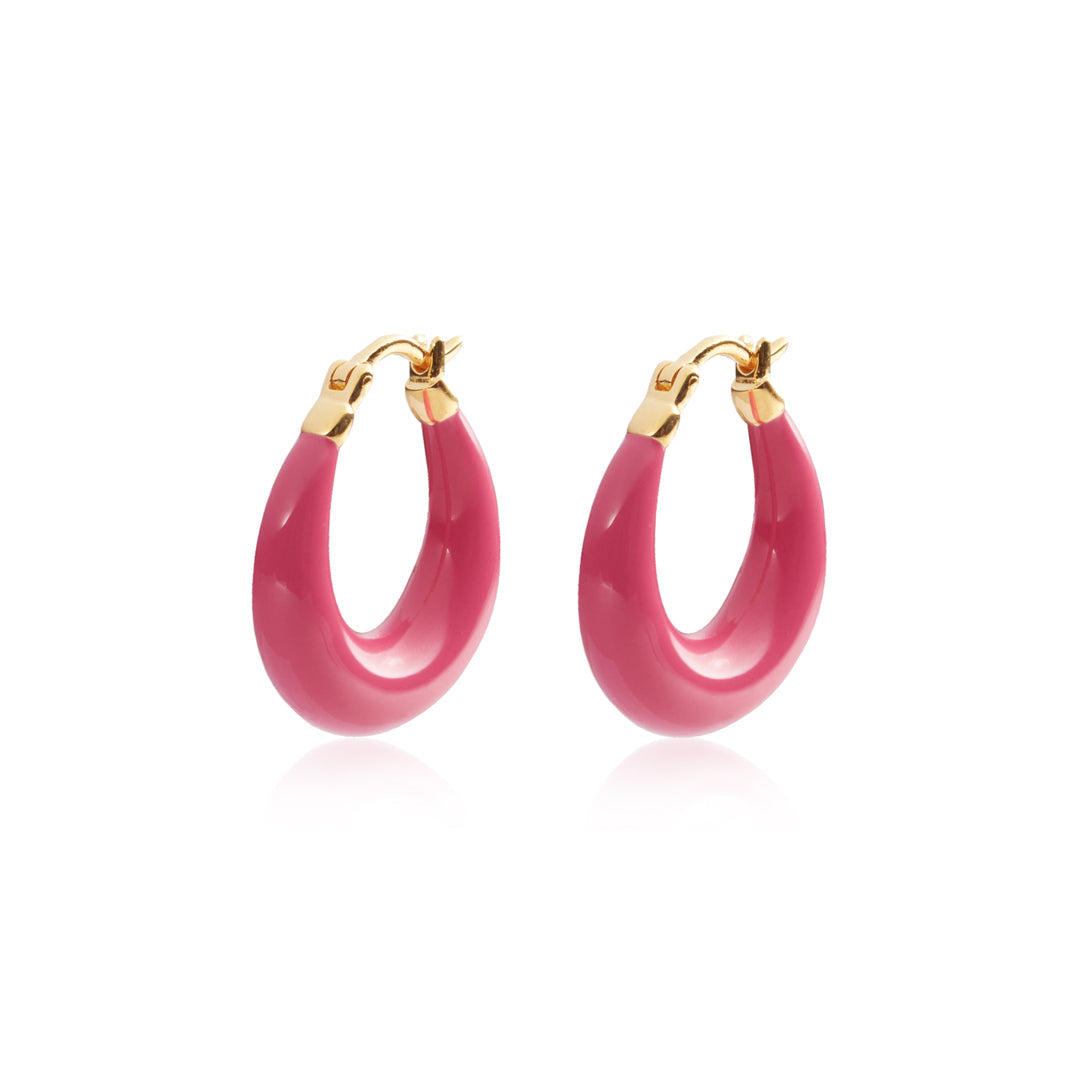 Enamel Bold Hoops Small in pink enamel | Discover now – Sophie by Sophie