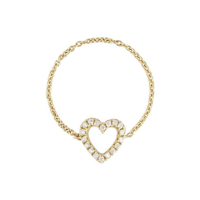 Ring-Gold-18k-Heart-Diamonds-Chain-Chain ring-Sophie-by-Sophie