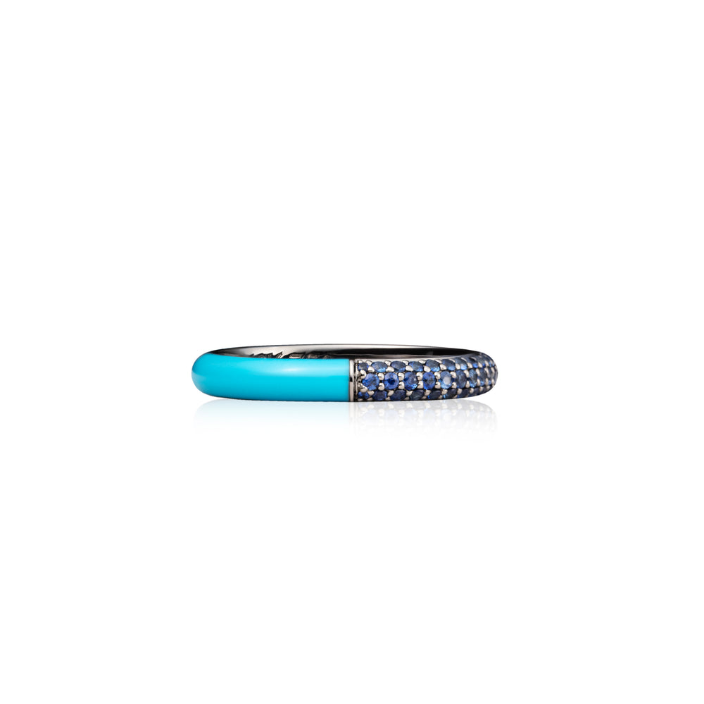 18k Enamel Sapphire Ring